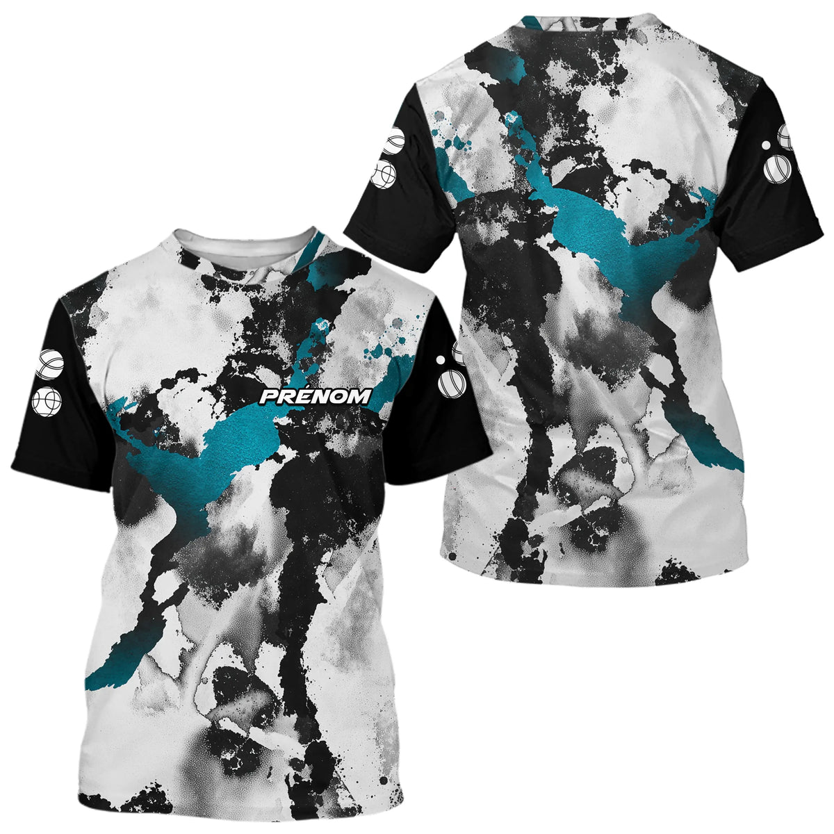 Polo Pétanque Homme Femme - Colour Noir & Turquoise - T-Shirt Homme