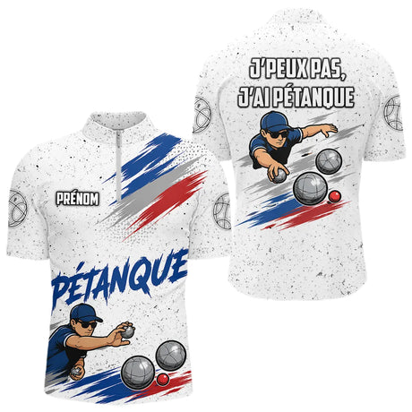 Polo Pétanque Homme Femme - Drapeau Français J'peux Pas - Polo Zippé Homme