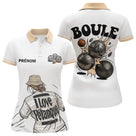 Polo Pétanque Homme Femme - I Love Boules Blanc Beige - Polo Femme