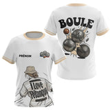 Polo Pétanque Homme Femme - I Love Boules Blanc Beige - T-Shirt Femme