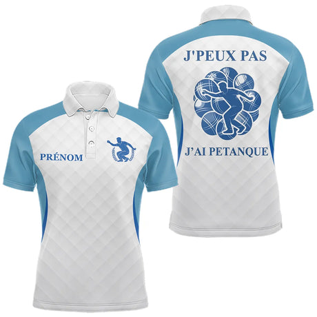 Polo Pétanque Homme Femme - J'Ai Boules Bleu & Blanc Personnalisé - Polo Homme