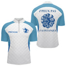 Polo Pétanque Homme Femme - J'Ai Boules Bleu & Blanc Personnalisé - Polo Zippé Homme
