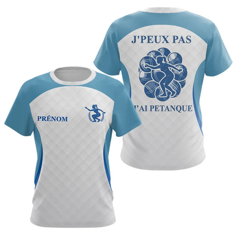Polo Pétanque Homme Femme - J'Ai Boules Bleu & Blanc Personnalisé - T-Shirt Femme