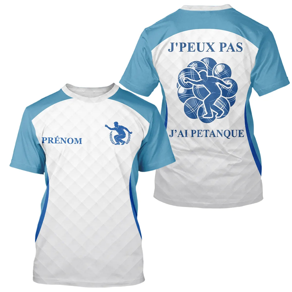 Polo Pétanque Homme Femme - J'Ai Boules Bleu & Blanc Personnalisé - T-Shirt Homme