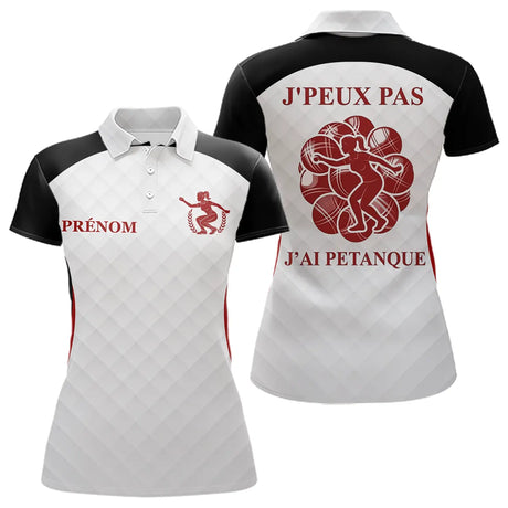 Polo Pétanque Homme Femme - J'Ai Boules Noir & Blanc Personnalisé - Polo Femme
