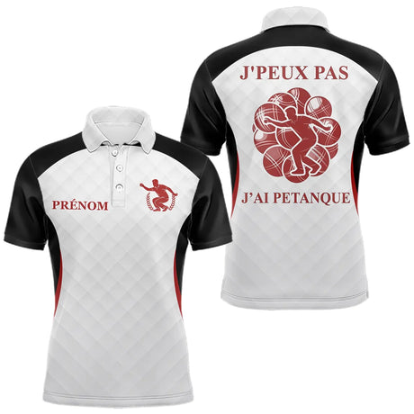 Polo Pétanque Homme Femme - J'Ai Boules Noir & Blanc Personnalisé - Polo Homme