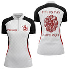 Polo Pétanque Homme Femme - J'Ai Boules Noir & Blanc Personnalisé - Polo Zippé Femme