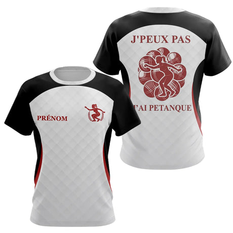 Polo Pétanque Homme Femme - J'Ai Boules Noir & Blanc Personnalisé - T-Shirt Femme