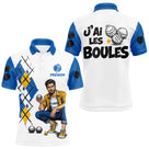 Polo Pétanque Homme Femme - J'ai les Boules Bleu Blanc - Polo Homme
