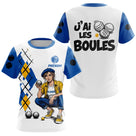 Polo Pétanque Homme Femme - J'ai les Boules Bleu Blanc - T-Shirt Femme