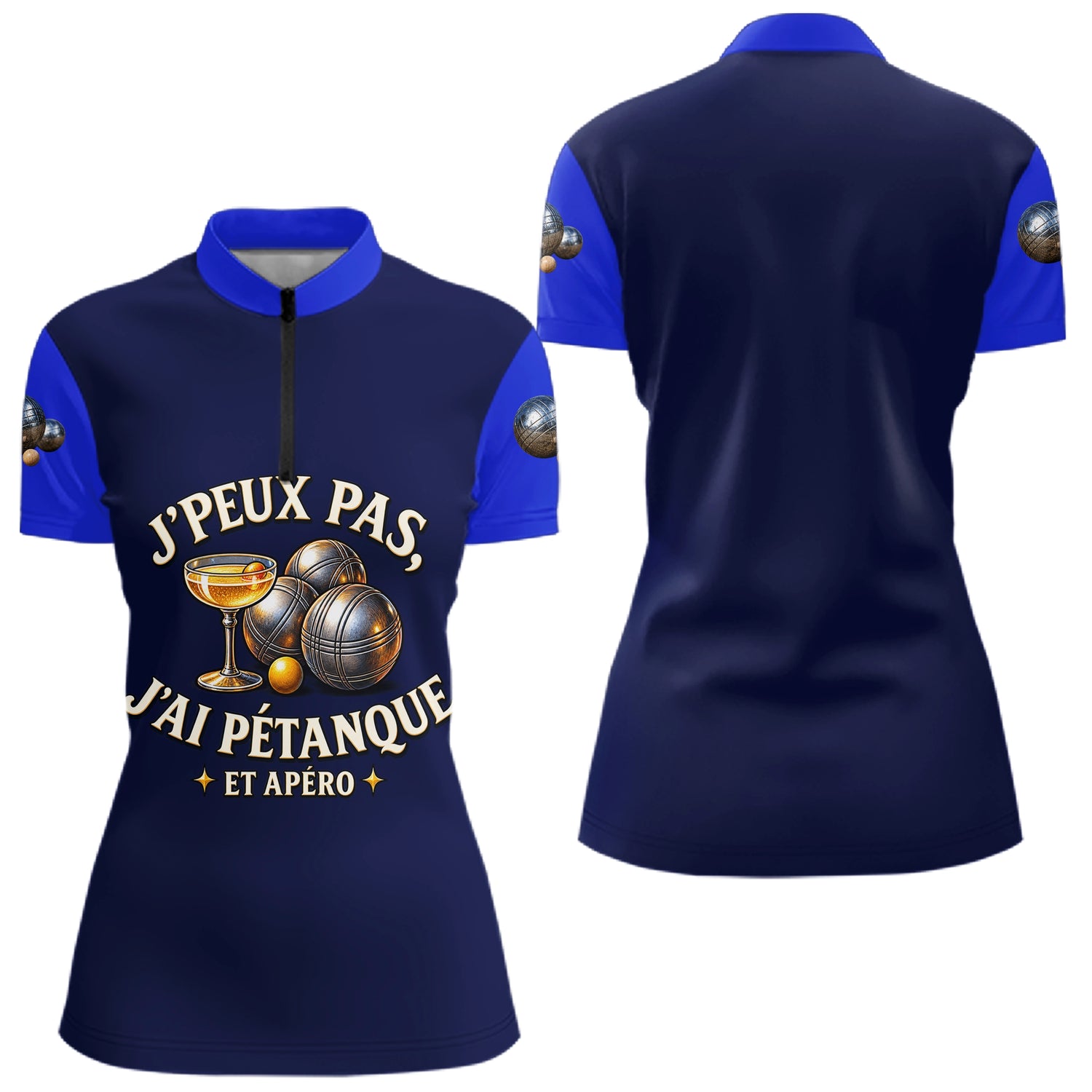 Polo Pétanque Homme Femme - J'peux Pas J'ai Apéro - Polo Zippé Femme