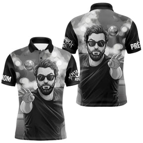 Polo Pétanque Homme Femme - Passion Boulistes Noir & Blanc - Polo Homme