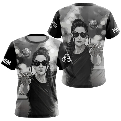 Polo Pétanque Homme Femme - Passion Boulistes Noir & Blanc - T-Shirt Femme