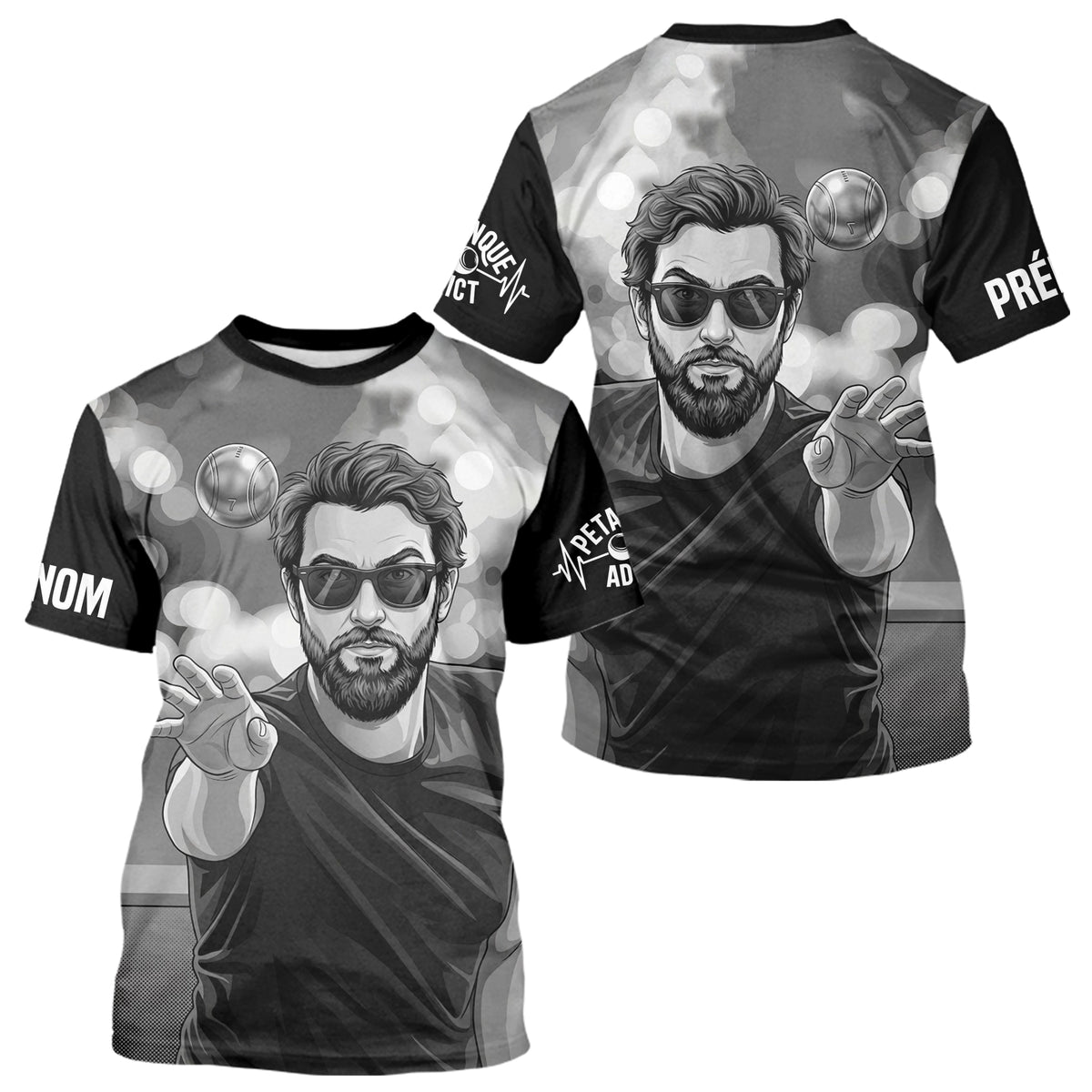 Polo Pétanque Homme Femme - Passion Boulistes Noir & Blanc - T-Shirt Homme