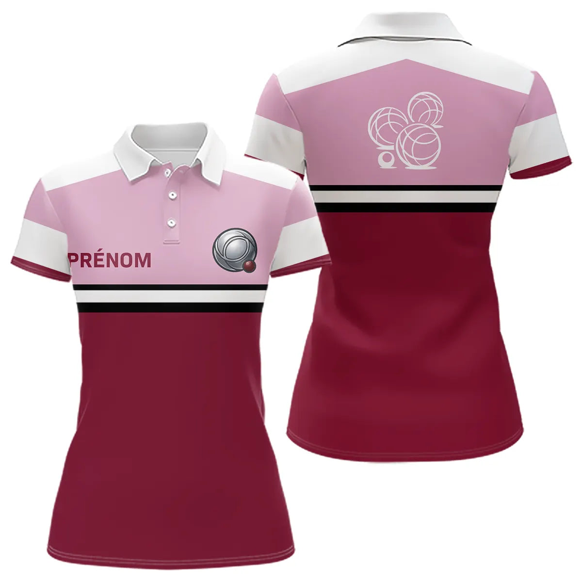 Polo Pétanque Homme Femme - Rouge Rose Personnalisé - Polo Femme