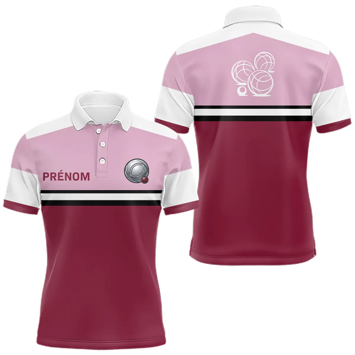 Polo Pétanque Homme Femme - Rouge Rose Personnalisé - Polo Homme