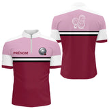 Polo Pétanque Homme Femme - Rouge Rose Personnalisé - Polo Zippé Homme