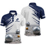 Polo Pétanque Homme Femme - Style Bleu & Blanc Hexagonal- Polo Homme