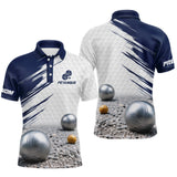 Polo Pétanque Homme Femme - Style Bleu & Blanc Hexagonal- Polo Homme