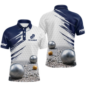 Polo Pétanque Homme Femme - Style Bleu & Blanc Hexagonal- Polo Homme