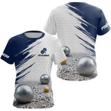 Polo Pétanque Homme Femme - Style Bleu & Blanc Hexagonal - T-Shirt Femme