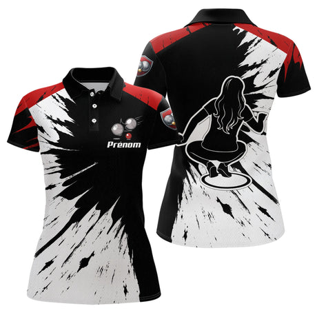 Polo Pétanque Homme Femme - Style Dynamique Rouge Noir - Polo Femme