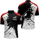 Polo Pétanque Homme Femme - Style Dynamique Rouge Noir - Polo Zippé Homme