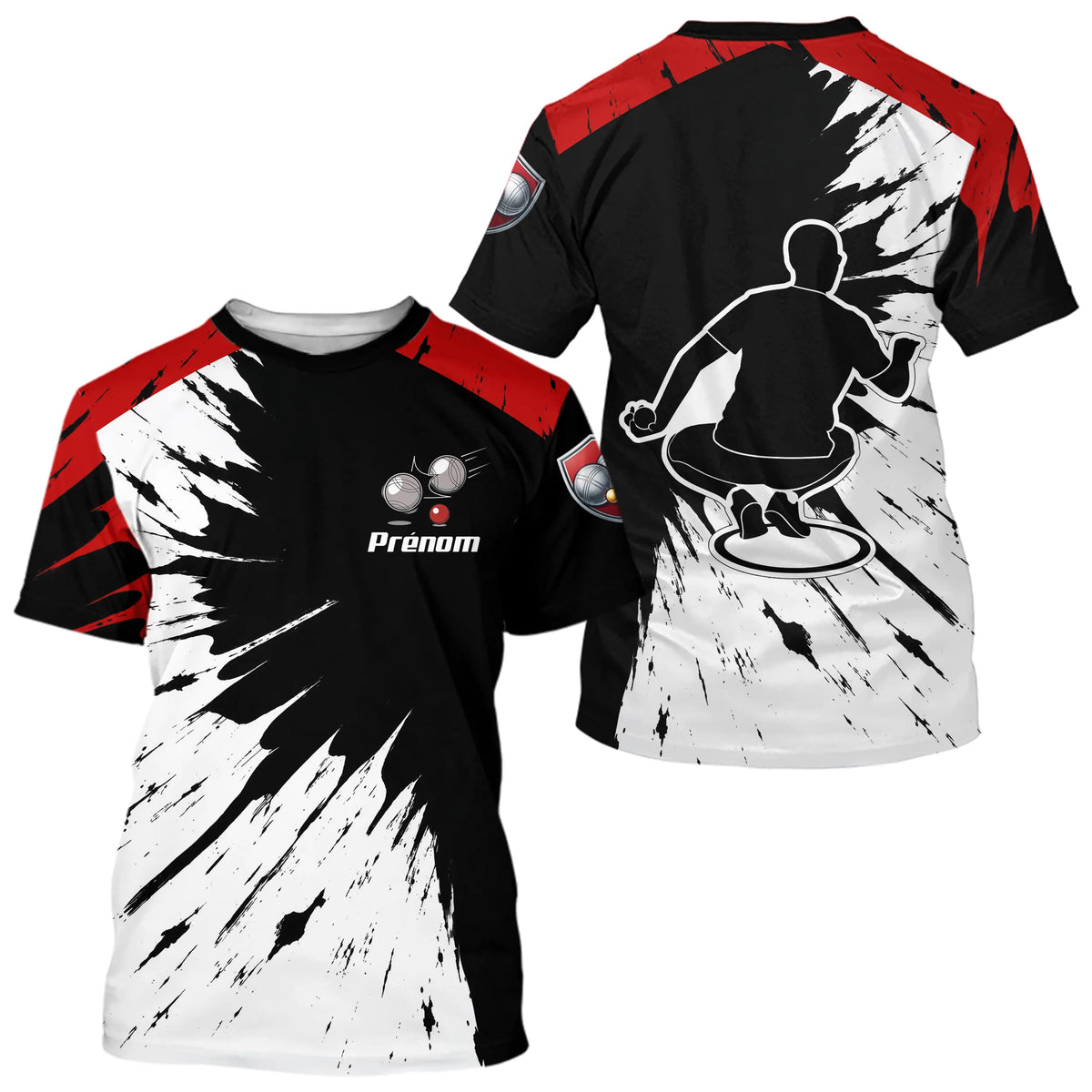 Polo Pétanque Homme Femme - Style Dynamique Rouge Noir - T-Shirt Homme