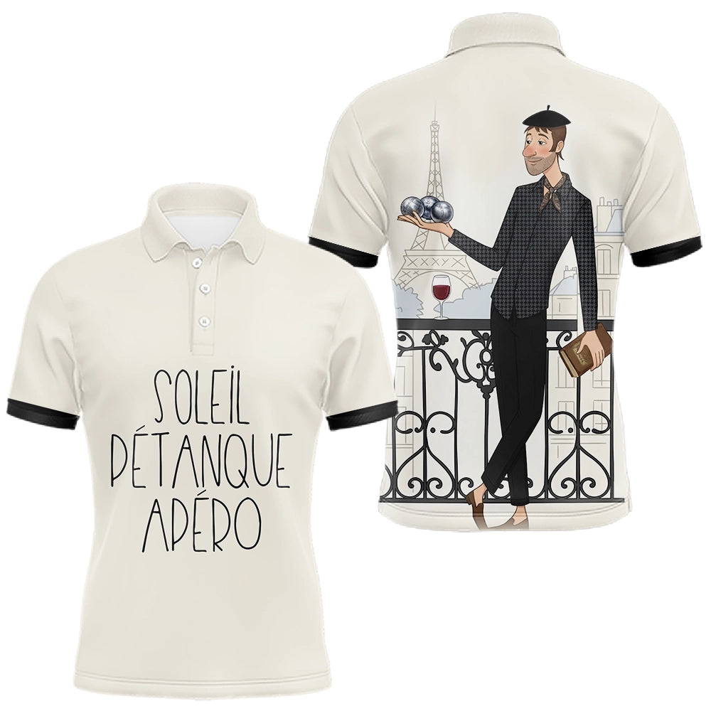 Polo Pétanque Homme Femme - Style Français Beiges Apéro - Polo Homme