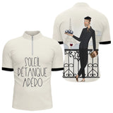 Polo Pétanque Homme Femme - Style Français Beiges Apéro - Polo Zippé Homme