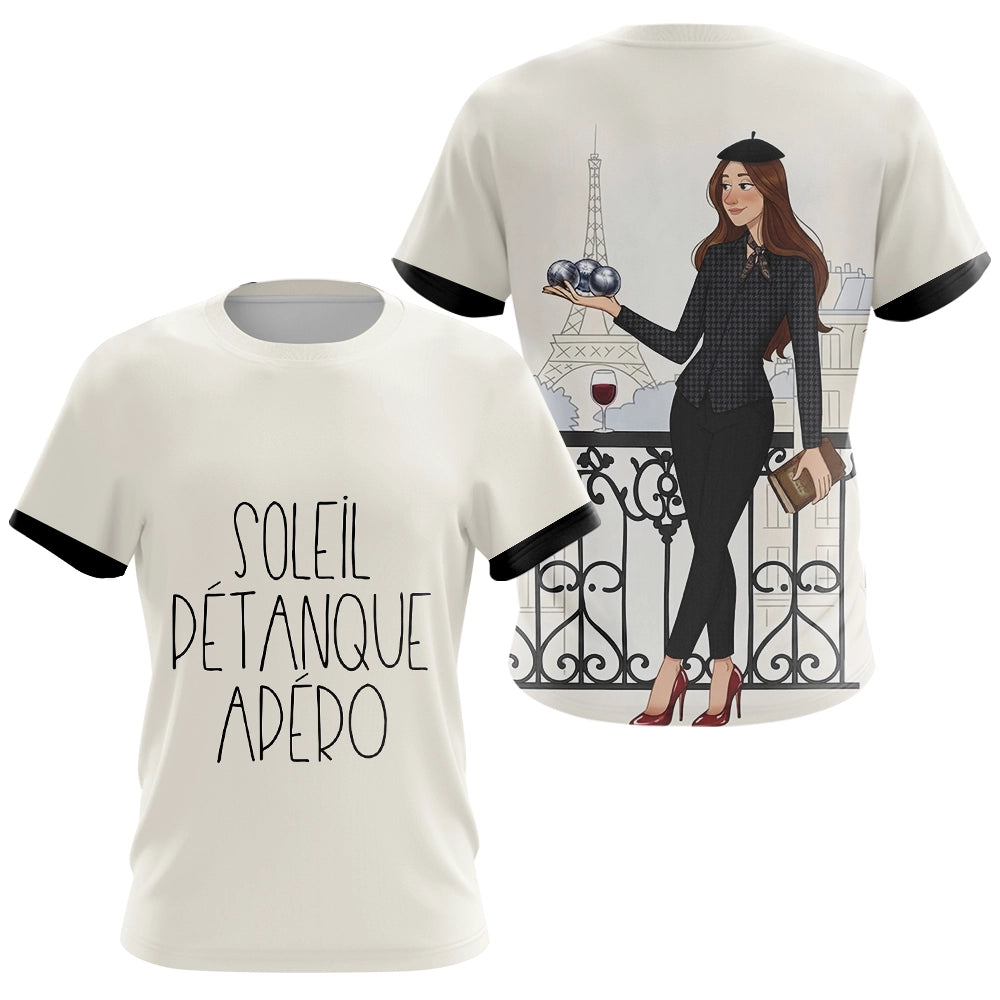 Polo Pétanque Homme Femme - Style Français Beiges Apéro - T-Shirt Femme