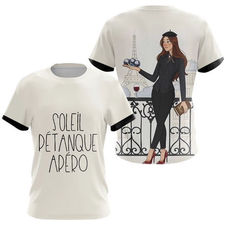 Polo Pétanque Homme Femme - Style Français Beiges Apéro - T-Shirt Femme