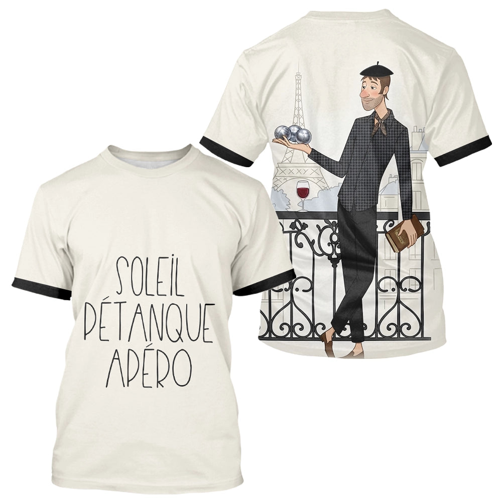 Polo Pétanque Homme Femme - Style Français Beiges Apéro - T-Shirt Homme