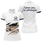Polo Pétanque Homme Femme - Style J'peux pas Blanc & Bleu - Polo Femme