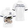 Polo Pétanque Homme Femme - Style J'peux pas Blanc & Bleu - Polo Homme