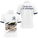 Polo Pétanque Homme Femme - Style J'peux pas Blanc & Bleu - Polo Homme