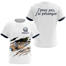 Polo Pétanque Homme Femme - Style J'peux pas Blanc & Bleu - T-Shirt Femme