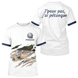 Polo Pétanque Homme Femme - Style J'peux pas Blanc & Bleu - T-Shirt Homme