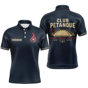 Polo Pétanque Homme Femme - Triplette & Doublette Bleu Marine - Polo Homme