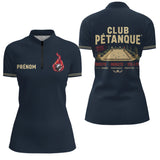 Polo Pétanque Homme Femme - Triplette & Doublette Bleu Marine - Polo Zippé Femme