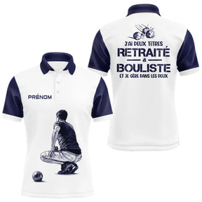 Polo Pétanque Homme Femme Blanc - Retraité & Bouliste - Polo Homme