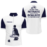 Polo Pétanque Homme Femme Blanc - Retraité & Bouliste - Polo Zippé Homme