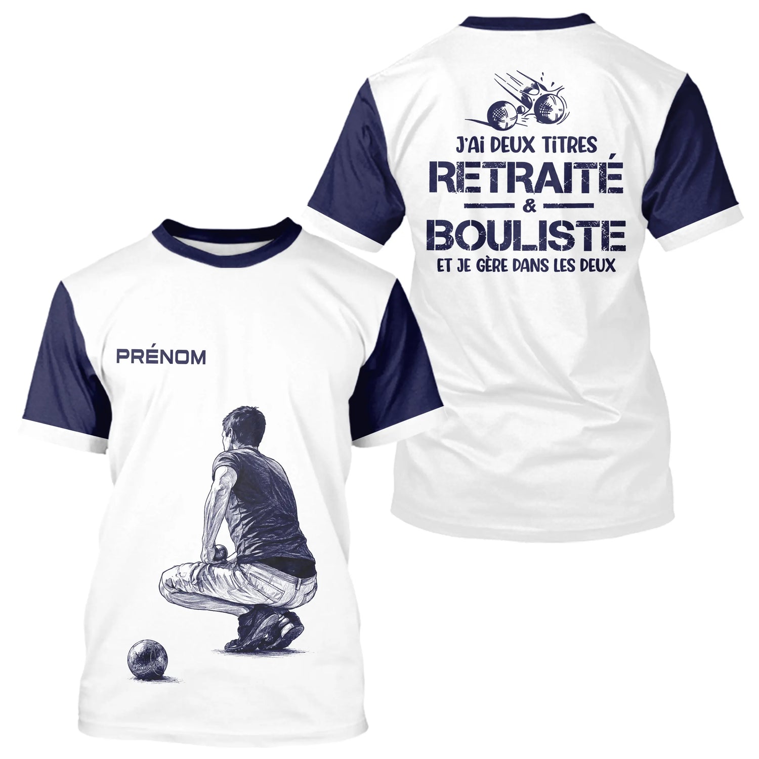 Polo Pétanque Homme Femme Blanc - Retraité & Bouliste - T-Shirt Homme