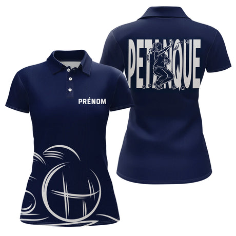 Polo Pétanque Homme Femme Bleu- Personnalisé Prénom - Polo Femme