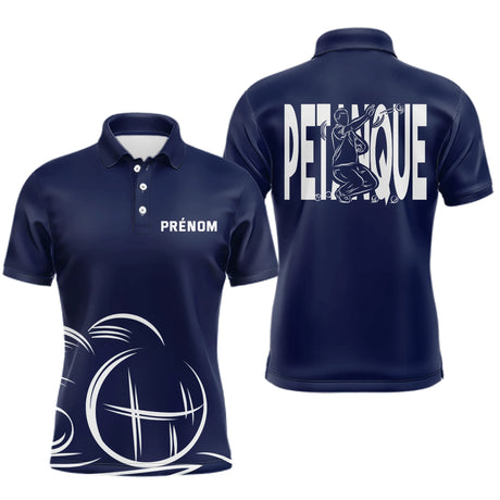 Polo Pétanque Homme Femme Bleu- Personnalisé Prénom - Polo Homme