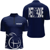 Polo Pétanque Homme Femme Bleu- Personnalisé Prénom - Polo Zippé Homme
