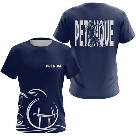 Polo Pétanque Homme Femme Bleu- Personnalisé Prénom - T-Shirt Femme