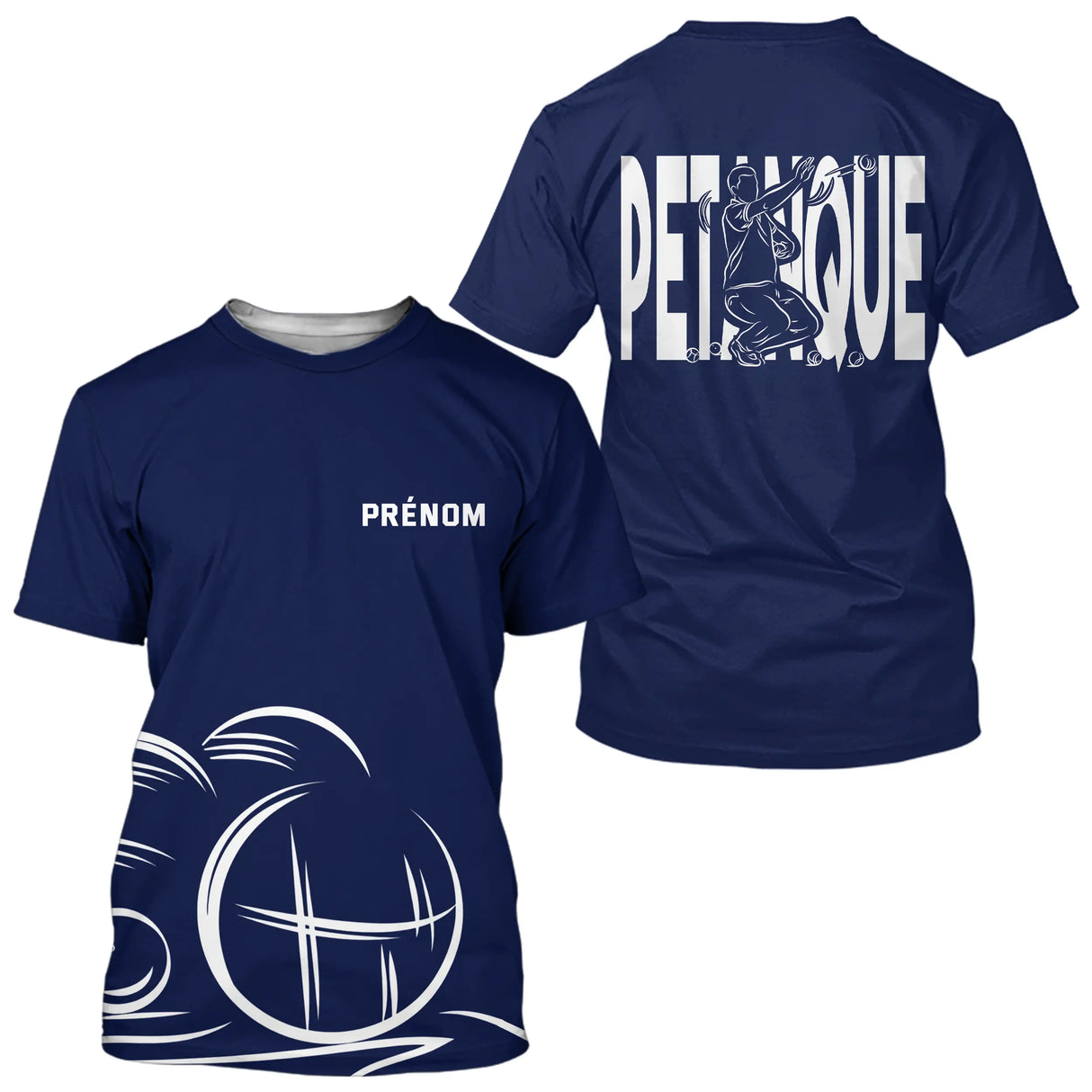 Polo Pétanque Homme Femme Bleu- Personnalisé Prénom - T-Shirt Homme