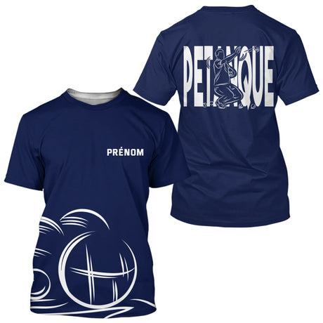 Polo Pétanque Homme Femme Bleu- Personnalisé Prénom - T-Shirt Homme