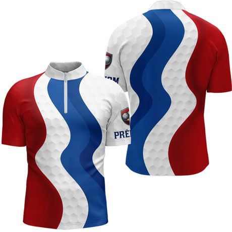 Polo Pétanque Homme Femme Bleu Blanc Rouge - Bouliste Tricolore - Polo Zippé Homme